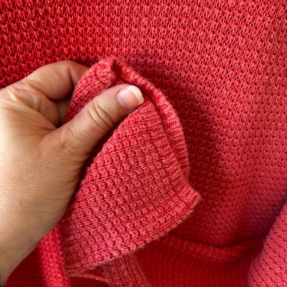 Chico's Size 2 (Large) Coral Duster Cardigan waffle Knit Spring Summer Staple - Picture 5 of 9